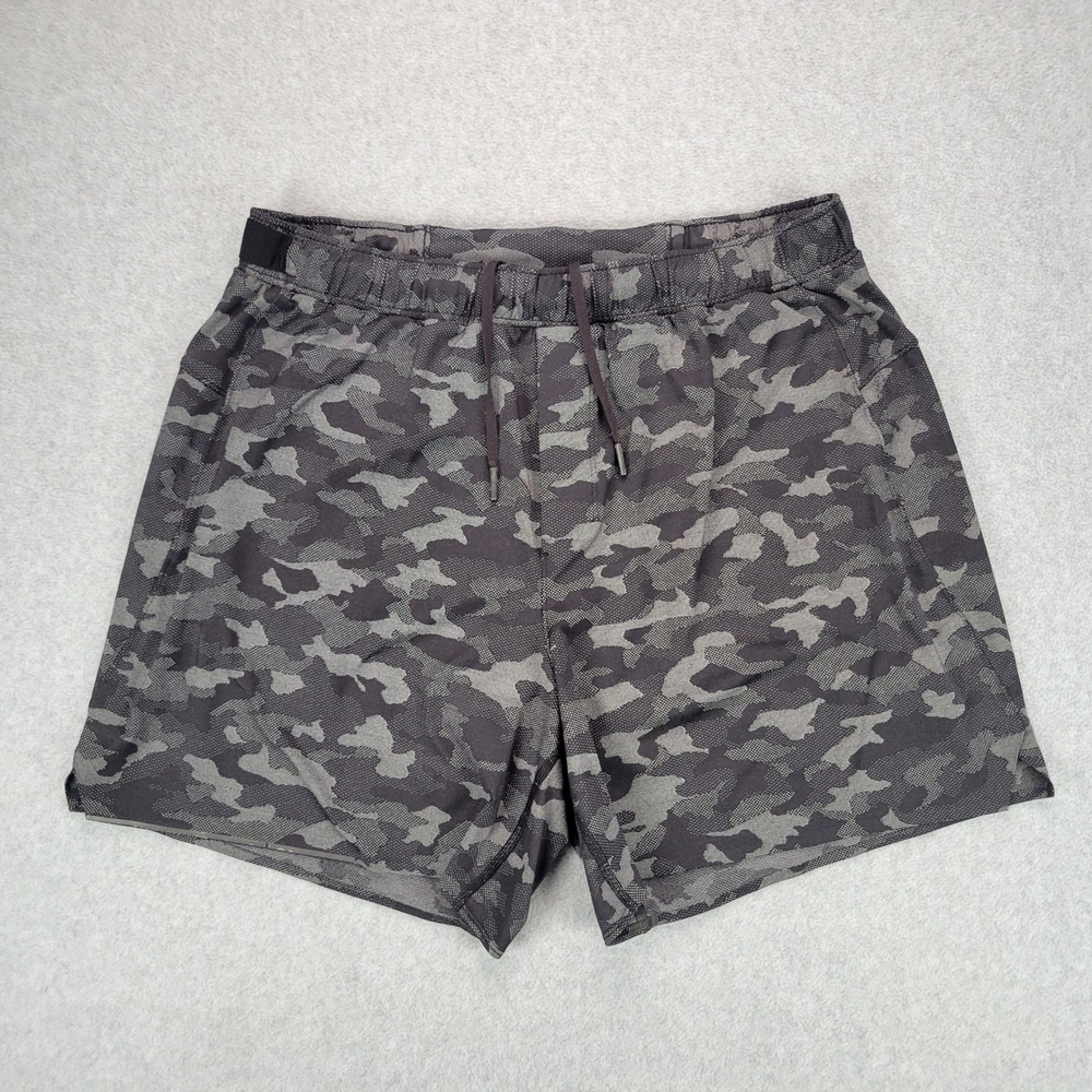 Lululemon Surge Short Men Size XL Black Variegated Mesh Camo 6" Liner Running